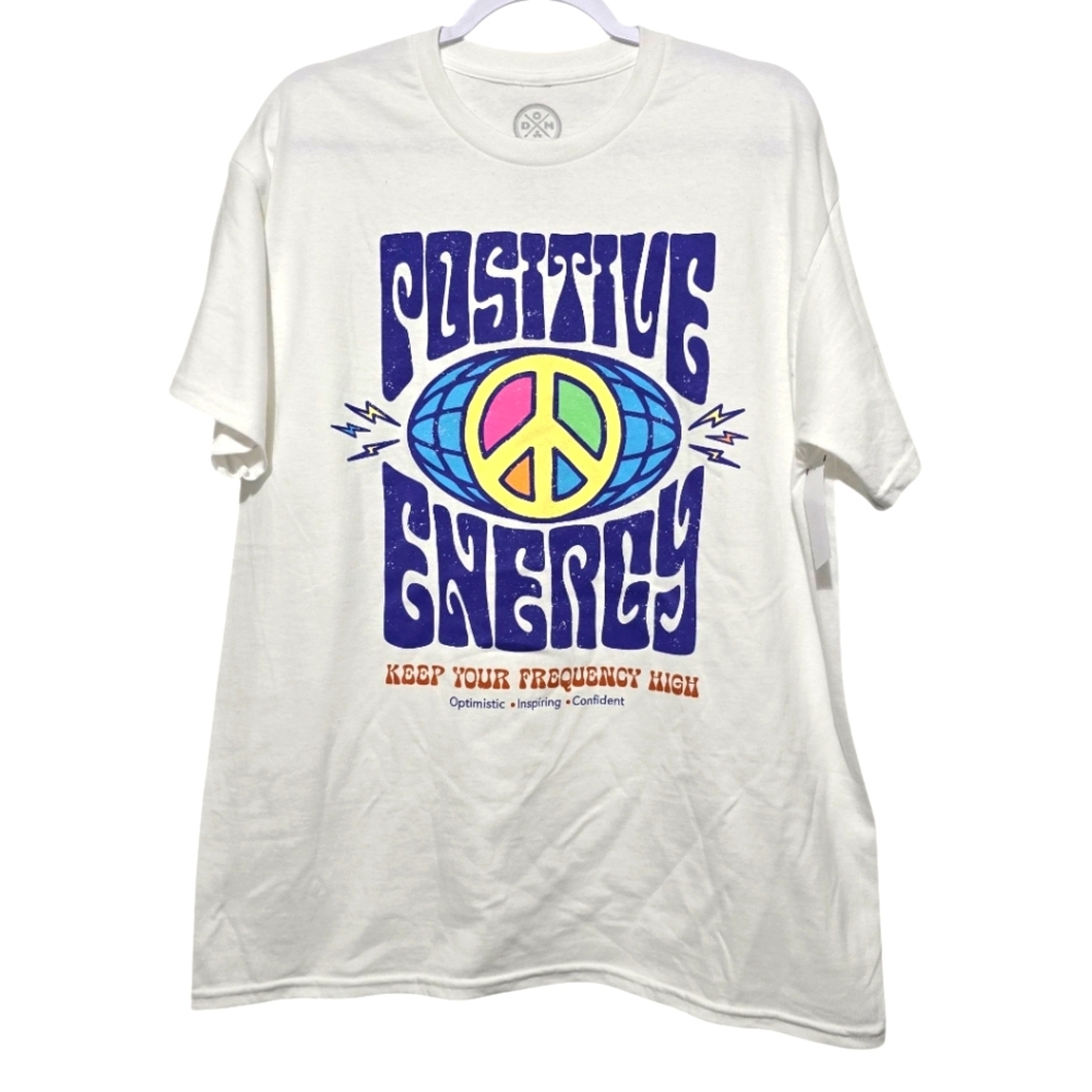 Doma Men's White Positive Energy Graphic T-Shirt Large NWT
